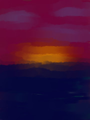 Fototapeta na wymiar abstract fine art sunset digital oil painting