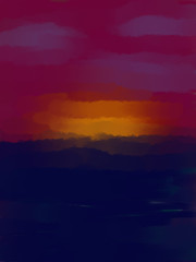 abstract fine art sunset digital oil painting
