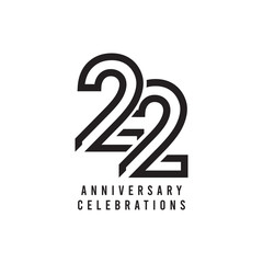 22 Years Anniversary Celebration Vector Template Design Illustration - obrazy, fototapety, plakaty