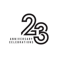 23 Years Anniversary Celebration Vector Template Design Illustration - obrazy, fototapety, plakaty