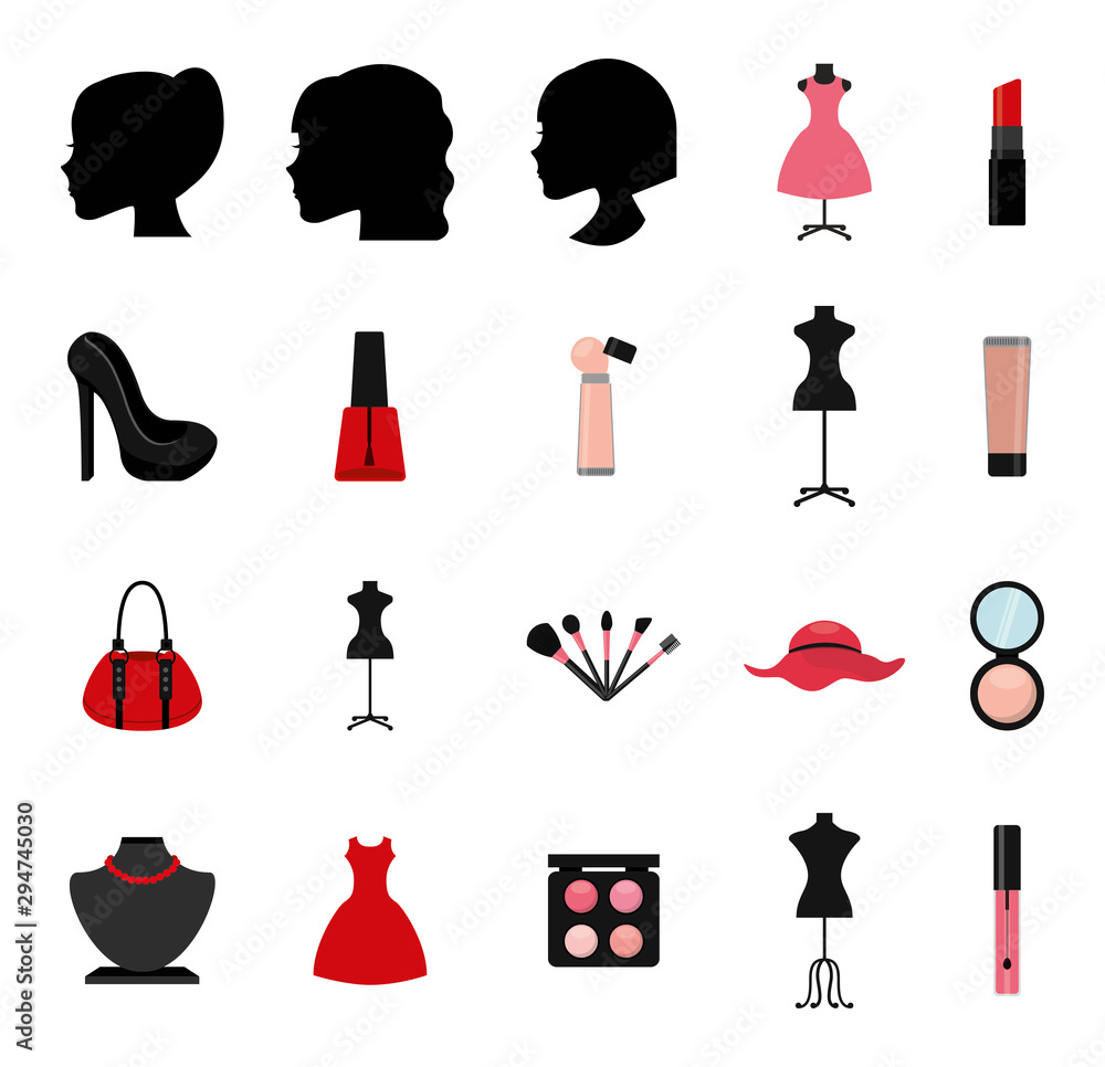 Sticker isolated make up icon set vector design