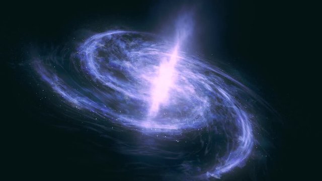 Camera flight near spiral galaxy. Abstract space background. Dramatic 3D scene. 4k footage.
