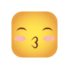 Fototapeta premium square emoticon kissing face character icon