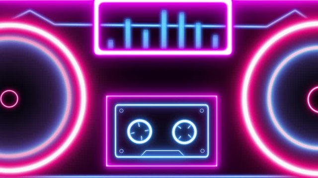 Neon Hi Fi stereo with looping cassette player, equaliser and booming speakers