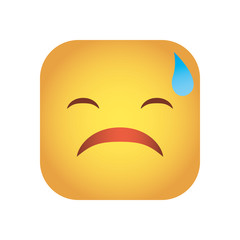 square emoticon sad face character icon