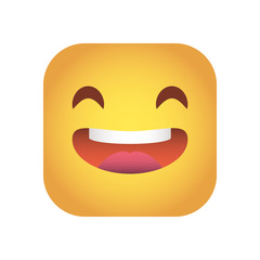 square emoticon happy face character icon