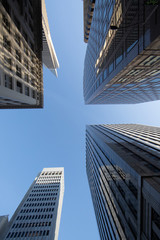 Fototapeta na wymiar Looking up downtown skyscrapers