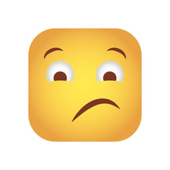 square emoticon sad face character icon