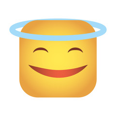 square emoticon angel face character icon