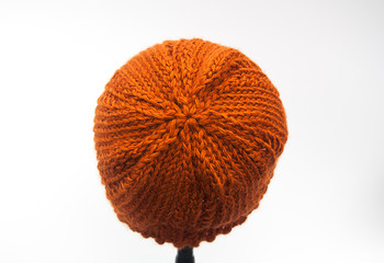Back of knitted hat fiber arts isolated
