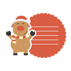merry christmas cute reindeer with circular lace