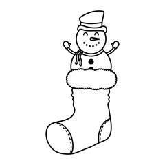 merry christmas cute snowman in sock character