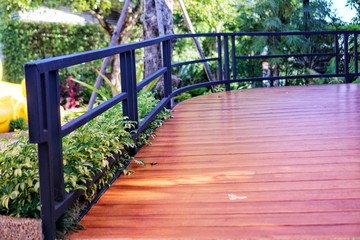 wooden bridge in park