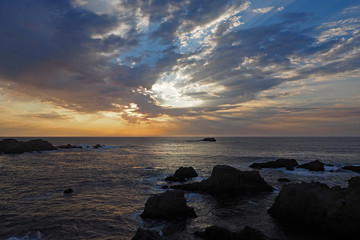 Sunset in Garrapata State Park on Monterey Coast, California in summer.
