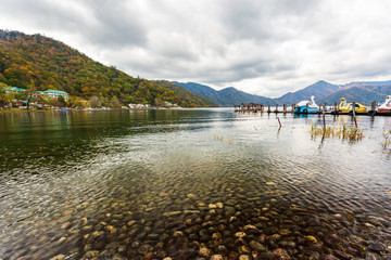 Chuzenji lake in autumn season, Nikko, Japan.