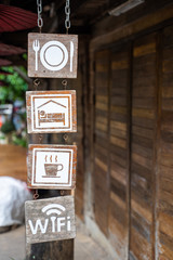 Fototapeta premium handmade cute hotel sign wood