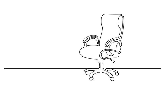 Self Drawing Line Animation Of Executive Office Chair With Arm Rests