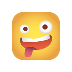 square emoticon with tongue out face character icon