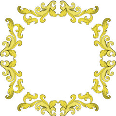 Vector Golden monogram floral ornament. Black and white engraved ink art. Frame border ornament squar.