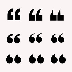 Quotes icon set isolated on white background