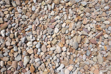 Seashore scree or Pebbled beach background.