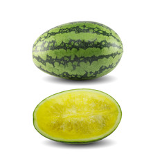 Yellow watermelon isolated on white background.