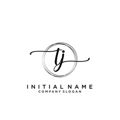 TJ Beauty vector initial logo, handwriting logo.