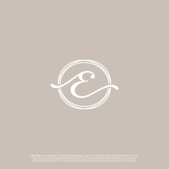 Initial Letter E Logo Sign Symbol Luxury concepts.