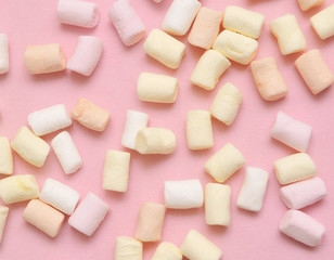 Marshmallow on pink background.