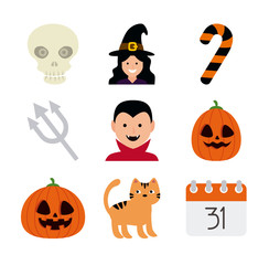 bundle halloween with set icons vector illustration design