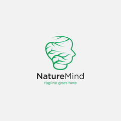 vector logo nature mind. head, tree icon template
