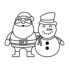 merry christmas cute snowman with santa claus