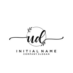 UD Beauty vector initial logo, handwriting logo.