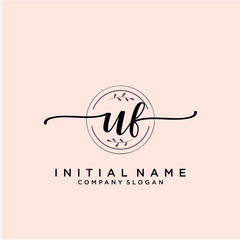 UF Beauty vector initial logo, handwriting logo.