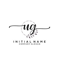 UG Beauty vector initial logo, handwriting logo.