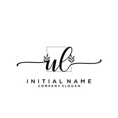 UL Beauty vector initial logo, handwriting logo.