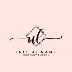 UL Beauty vector initial logo, handwriting logo.
