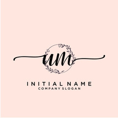 UM Beauty vector initial logo, handwriting logo.