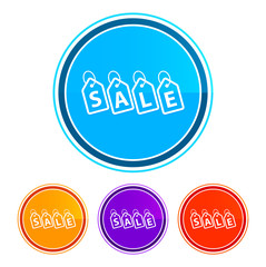 Sale tags label icon flat design round buttons set illustration design
