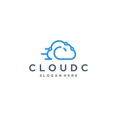 technology design logo or monogram or initial letter C with clouds