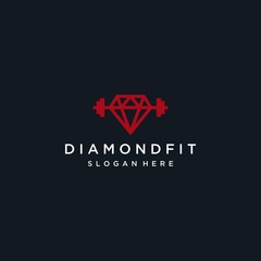 logo designs fitness or diamond with barbell