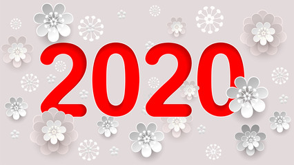 2020 new year text number calendar. Abstract flower composition