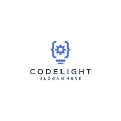 developer design logo, or light bulb or code with gear
