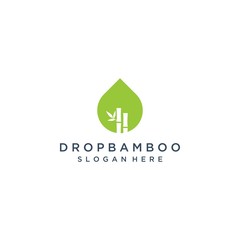 natural design logo or water droplets with bamboo and leaf