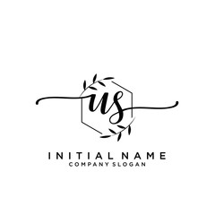 US Beauty vector initial logo, handwriting logo.
