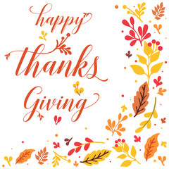 Card thanksgiving, with beauty of seamless autumn leaves frame. Vector