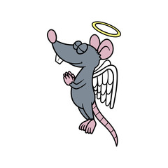 Cartoon Angel Rat Vector Illustration