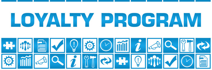 Loyalty Program Blue White Box Grid Business Symbols 