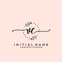 VC Beauty vector initial logo, handwriting logo.