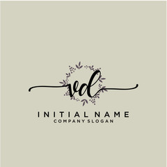 VD Beauty vector initial logo, handwriting logo.